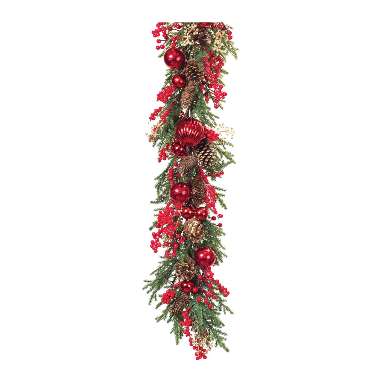 Melrose Pine with Berry and Ornament Christmas Garland 5' x 9"